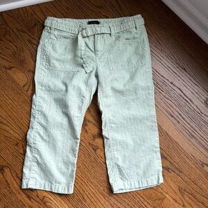 Express light mint green striped cropped pants with belt, size 4